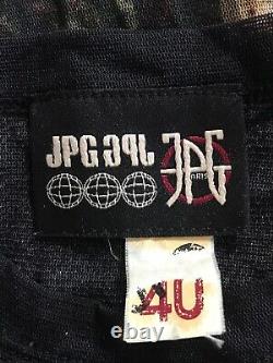 Rare Vtg Jean Paul Gaultier Black Lace Logo Print Mesh Top S