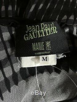 Rare Vtg Jean Paul Gaultier Black Op Art Face Print Top S