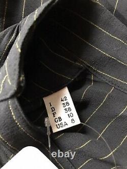 Rare Vtg Jean Paul Gaultier Black Pinstripe Bondage Belted Shirt M