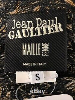 Rare Vtg Jean Paul Gaultier Black Printed Wrap Top S