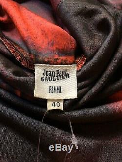 Rare Vtg Jean Paul Gaultier Black Red Portrait Print Top S