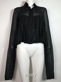 Rare Vtg Jean Paul Gaultier Black Sheer Panel Extra Long Sleeve Shirt S