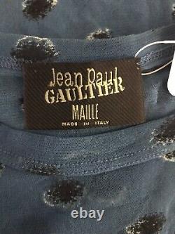 Rare Vtg Jean Paul Gaultier Blue Dot Mesh Top S
