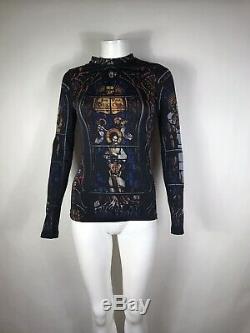 Rare Vtg Jean Paul Gaultier Cathedral Print Stretch Top S