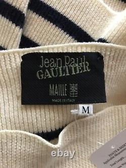 Rare Vtg Jean Paul Gaultier Ecru Striped Crop Top M