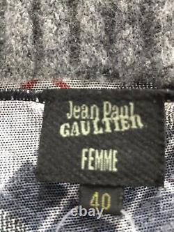 Rare Vtg Jean Paul Gaultier Fight Racism Gray Tartan Sheer Mesh Knit Top S
