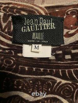 Rare Vtg Jean Paul Gaultier Fuzzi Maille Light & Dark Print Sheer Mesh Top M Euc