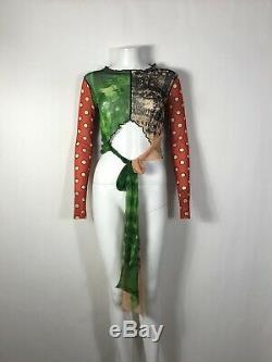Rare Vtg Jean Paul Gaultier Multicolor Crop Tie Top M