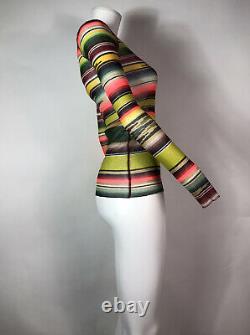 Rare Vtg Jean Paul Gaultier Multicolor Stripe Mesh Top S