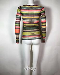 Rare Vtg Jean Paul Gaultier Multicolor Stripe Mesh Top S