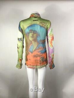 Rare Vtg Jean Paul Gaultier Old Portrait Pastel Shirt S