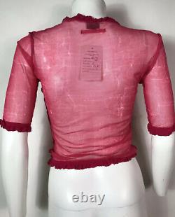 Rare Vtg Jean Paul Gaultier Pink Tie Dye Sheer Mesh Crop Top S