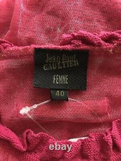 Rare Vtg Jean Paul Gaultier Pink Tie Dye Sheer Mesh Crop Top S