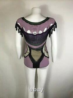 Rare Vtg Jean Paul Gaultier Purple Crochet Top M
