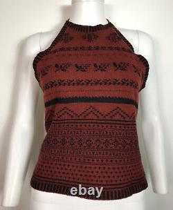 Rare Vtg Jean Paul Gaultier Red Nordic Knit Backless Top