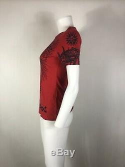 Rare Vtg Jean Paul Gaultier Red'Safe Sex' Print Top S
