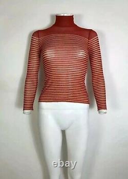 Rare Vtg Jean Paul Gaultier Red Striped Mesh Top S