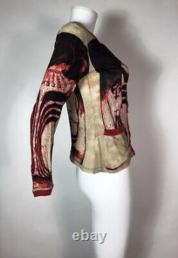 Rare Vtg Jean Paul Gaultier Red Tribal Nude Print Top S