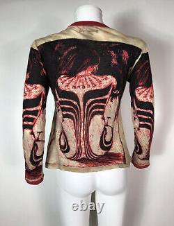 Rare Vtg Jean Paul Gaultier Red Tribal Nude Print Top S