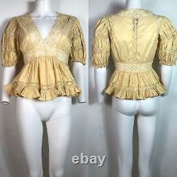 Rare Vtg Jean Paul Gaultier Yellow Lace Peasant Top XS