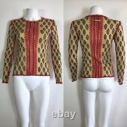 Rare Vtg Jean Paul Gaultier Yellow Red Printed Top S