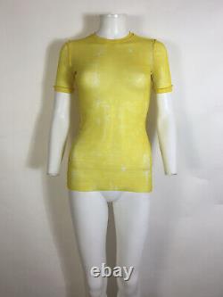 Rare Vtg Jean Paul Gaultier Yellow Tie Dye Sheer Mesh Top S