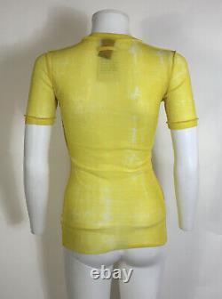 Rare Vtg Jean Paul Gaultier Yellow Tie Dye Sheer Mesh Top S