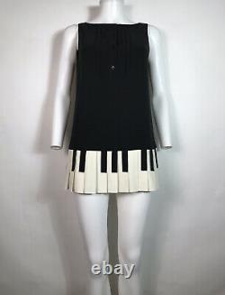 Rare Vtg Moschino Cheap & Chic Black Piano Key Mini Dress M