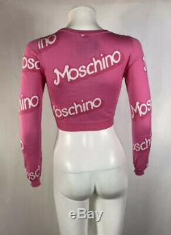 Rare Vtg Moschino Pink Logo Crop Top S