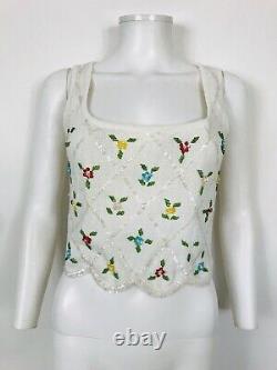 Rare Vtg Moschino White Knit Flower Top M