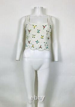 Rare Vtg Moschino White Knit Flower Top M