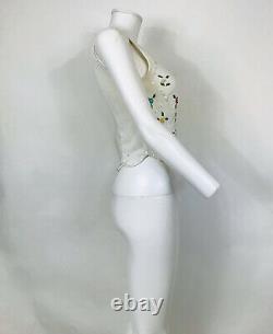 Rare Vtg Moschino White Knit Flower Top M