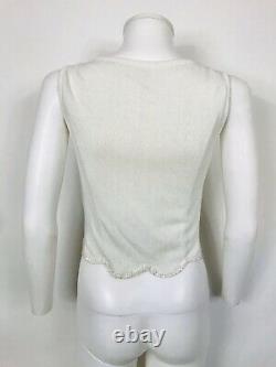 Rare Vtg Moschino White Knit Flower Top M