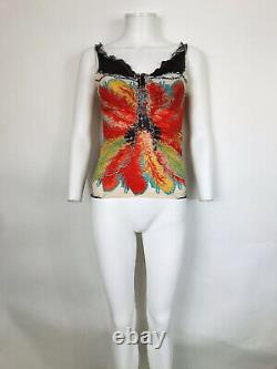 Rare Vtg Roberto Cavalli Early 00s Multicolor Silk Top Xs