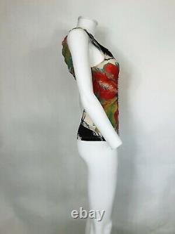 Rare Vtg Roberto Cavalli Early 00s Multicolor Silk Top Xs