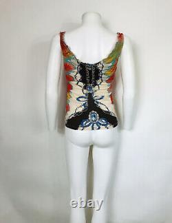 Rare Vtg Roberto Cavalli Early 00s Multicolor Silk Top Xs