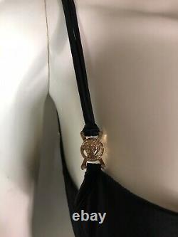 Rare Vtg Versace Black Corset Gold Medusa Strap Top XS