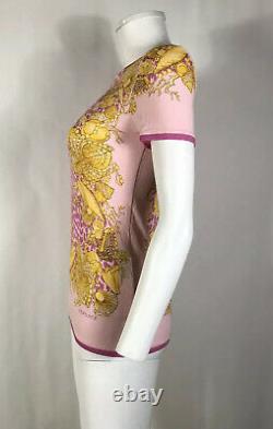 Rare Vtg Versace Pink Leopard Seashell Print Tee S