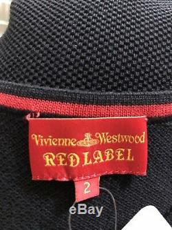 Rare Vtg Vivienne Westwood Cut Out Navy Orb Button Top S