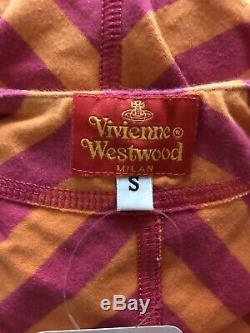Rare Vtg Vivienne Westwood Orange Pink Chevron Orb Logo Top S