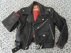 Rare vintage super-jac steerhide leather motorcycle jacket youth no size