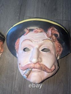 Red Skelton Halloween Mask Costume 1960's Lot Of 3 Super Rare Vintage