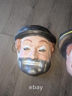 Red Skelton Halloween Mask Costume 1960's Lot Of 3 Super Rare Vintage