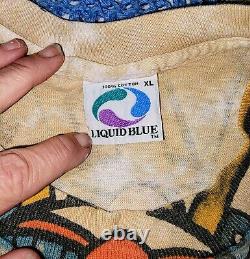 SUPER RARE 1992 Liquid Blue Tye- Dye Aztec Mayan Full Design T-Shirt