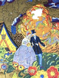 SUPER RARE Original Vintage 1929 Art Deco Jigsaw Puzzle- R R Heywood Litho 9