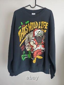 SUPER RARE This Wild Life Gildan sweatshirt sweater Santa pattern Men Vtg Sz L