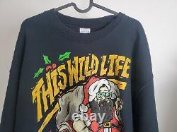 SUPER RARE This Wild Life Gildan sweatshirt sweater Santa pattern Men Vtg Sz L