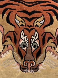 SUPER RARE & UNIQUE Tibetan Tiger Asiatic Rug / Rare/Vintage Tibetan Rug/ Koi