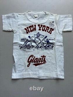 SUPER RARE VINTAGE 1950s NEW YORK GIANTS BASEBALL Child-size Tee Shirt L@@@@K