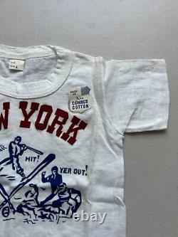 SUPER RARE VINTAGE 1950s NEW YORK GIANTS BASEBALL Child-size Tee Shirt L@@@@K